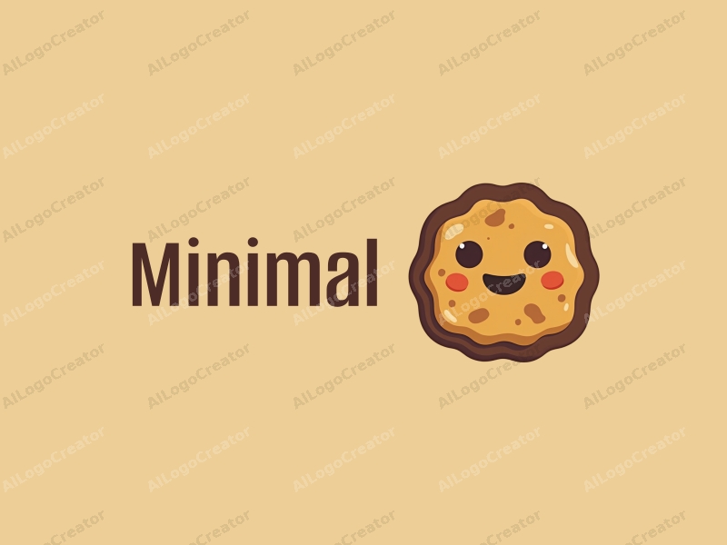 minimalist design features a stylized waffle with a smiling face, combined with a clean background and a tag style approach.