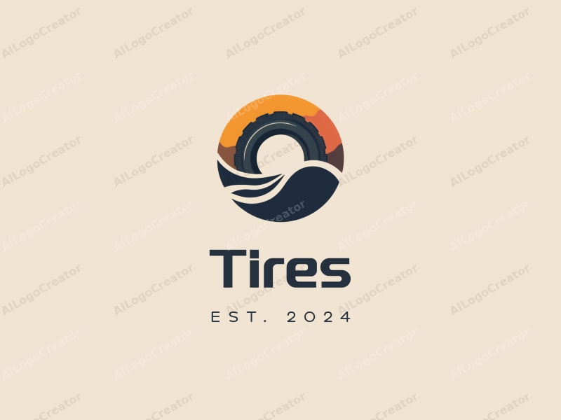 modern design features a stylized tire and car tire integrated with an abstract representation of an environment and foundation, combined with a clean background.