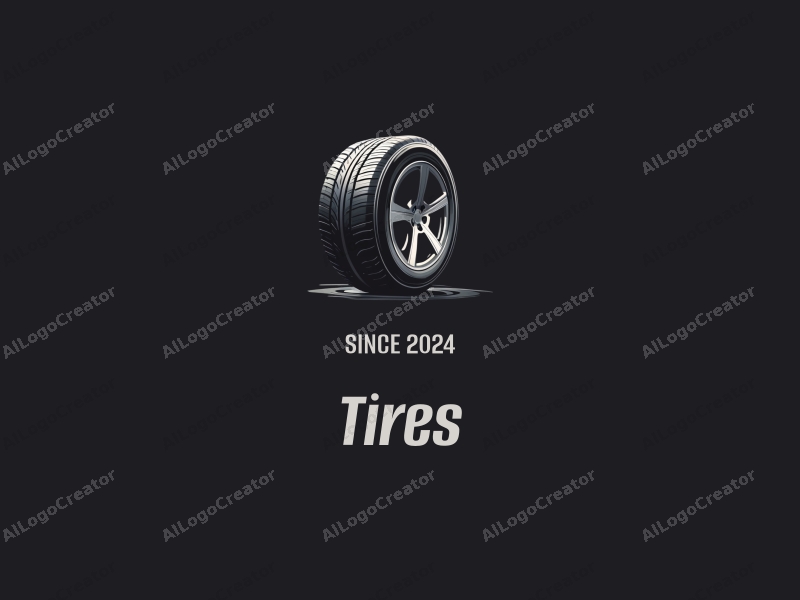 modern design features a stylized tire and car tire silhouette, emphasizing power and motion, combined with a clean black background.