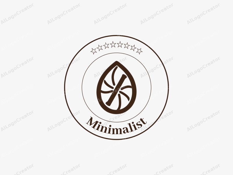 minimalist design features a stylized turbine and coffee bean, combined with clean lines and a tag style approach on a white background.