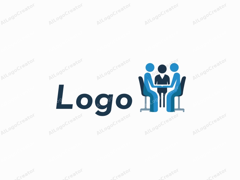 modern design features abstract representations of employees collaborating, a clean and simple layout with blue and black color scheme, emphasizing teamwork and training in a harmonious composition.