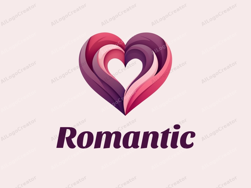 playful design features a heart shape intertwined with flower petals, using a pink and purple color palette, combined with a clean background.