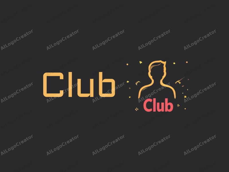 a modern design featuring a stylized club silhouette, musical notes, and social elements combined with a clean black background.