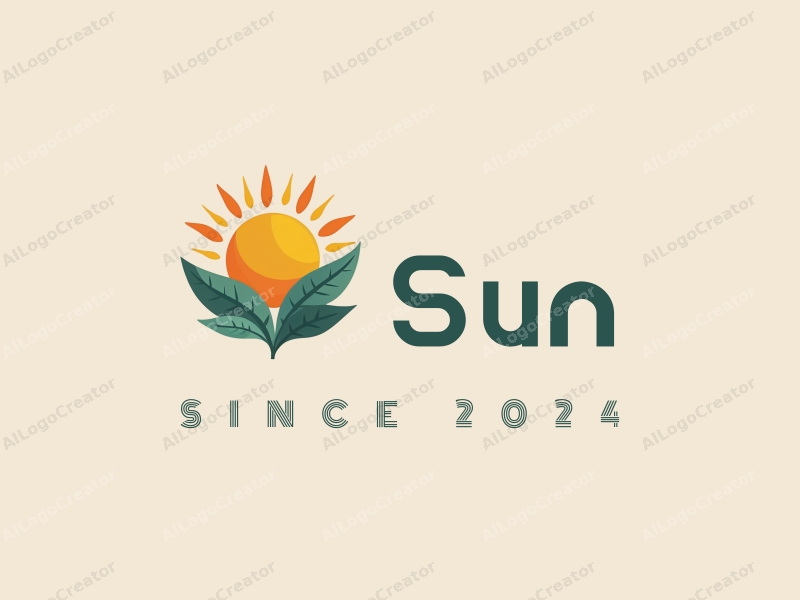 playful design features a stylized sun with rays, vibrant sunlight filtering through playful leaves, combined with a clean background.