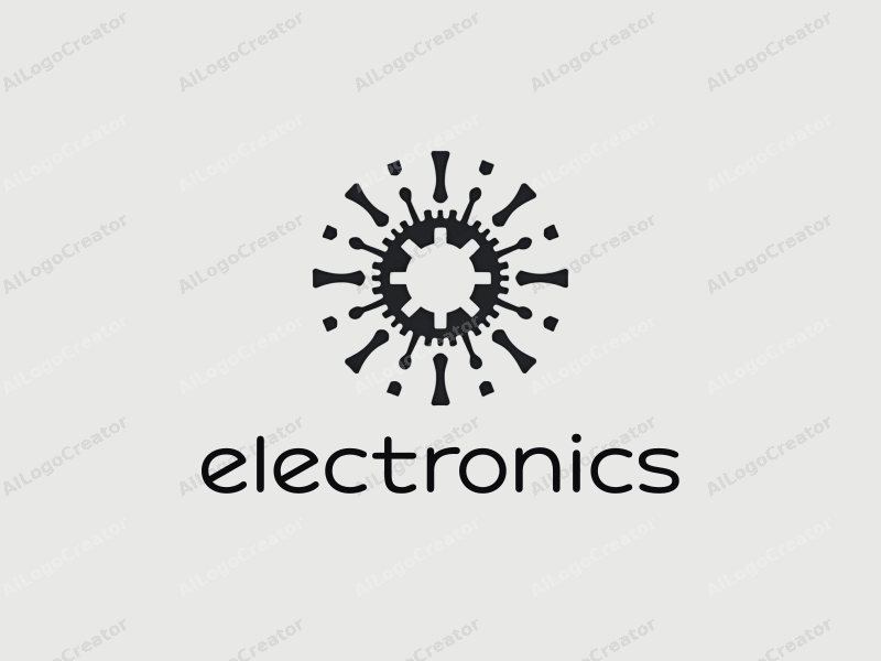 modern design features circular shapes, electronic devices, and circuit elements combined with a clean background in silver color.