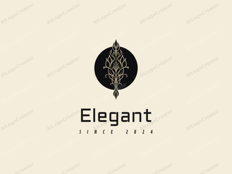 a modern minimalist design featuring elegant and refined elements, flowing lines, and decorative features combined with a clean black background.