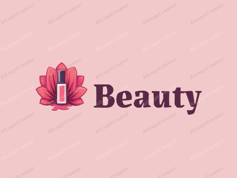 modern design features elegant petals, a stylized lip gloss tube, and a clean background combined with a harmonious composition.