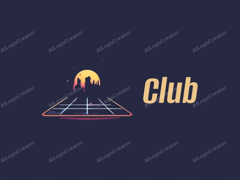 a modern design featuring a stylized club scene with social elements, a night sky backdrop, and a dance floor, combined with a clean and simple composition.