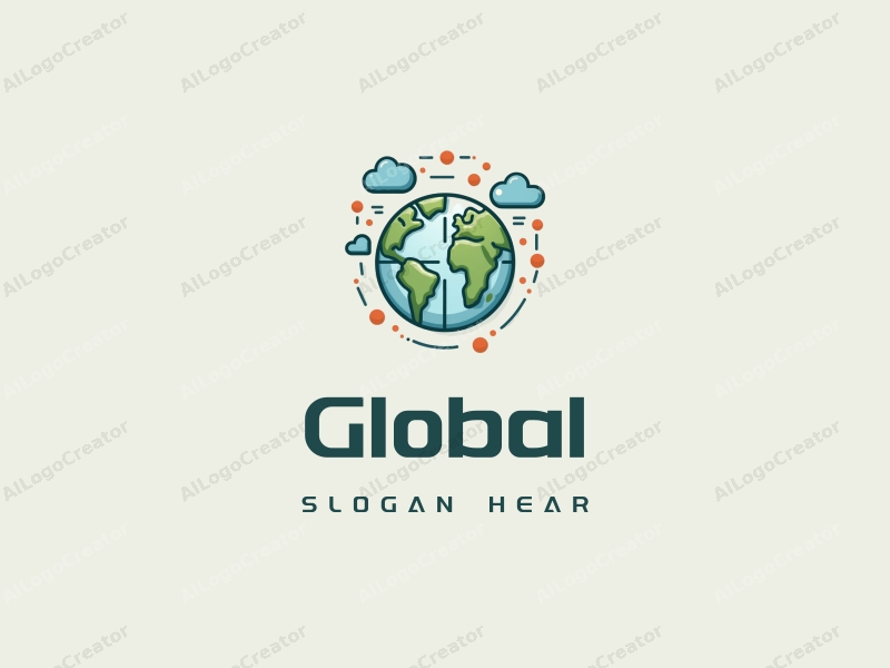 modern design features a stylized earth, interconnected network lines, cloud shapes, and data symbols combined with a clean background.