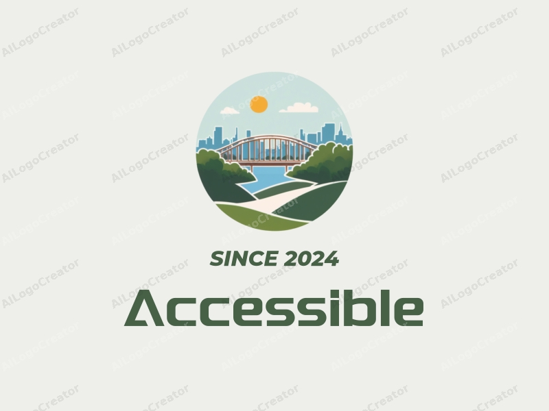 modern design features accessibility elements, stylized bridges, and green spaces combined with a clean background.