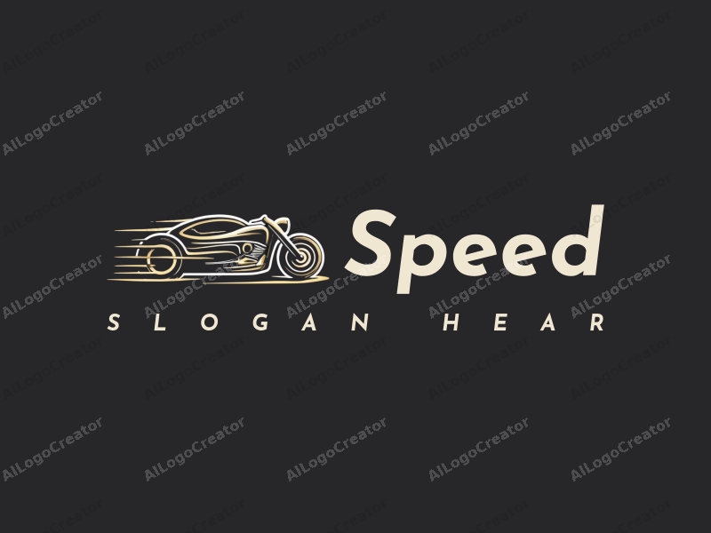 a modern design featuring dynamic lines representing speed, a stylized engine and tire, combined with a clean background to emphasize power and motion.