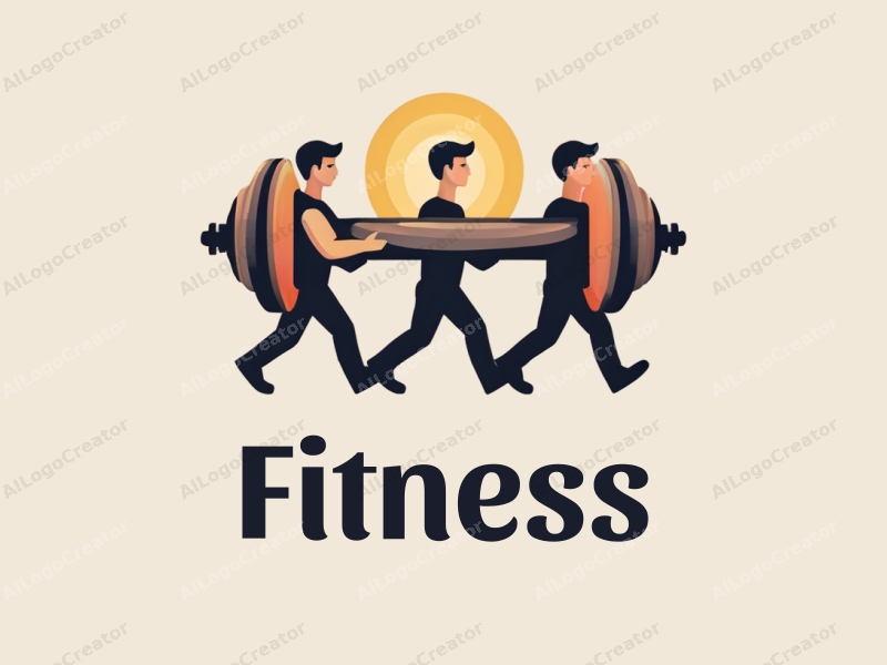 modern design features stylized dumbbells and running figures, combined with a clean background and a harmonious layout.