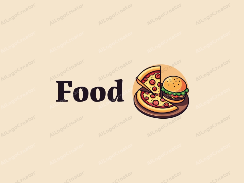 a modern design featuring a vibrant and colorful representation of a pizza and a burger, combined with a clean background and a harmonious layout.