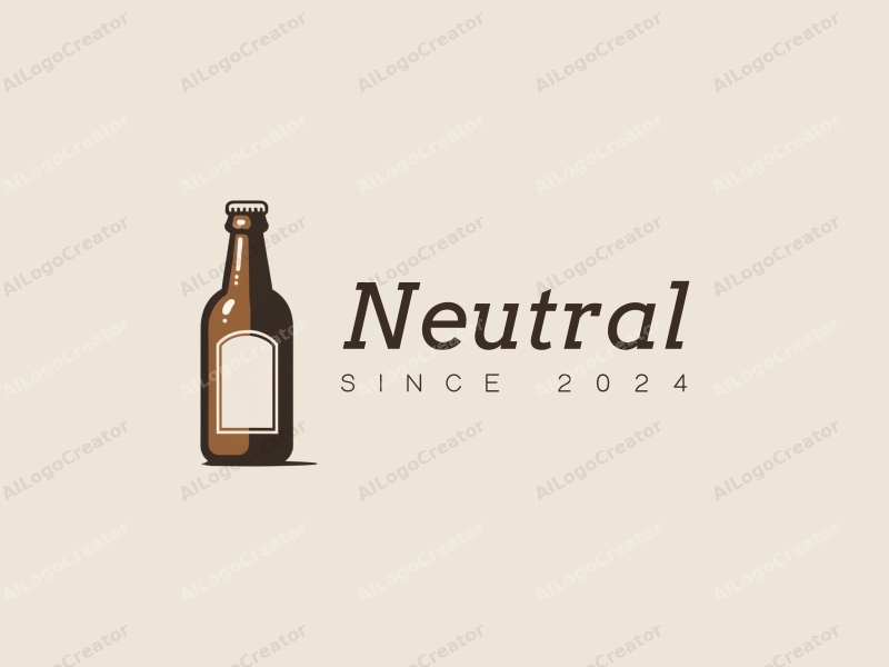 minimalist design features a stylized beer bottle, balanced composition with neutral tones, and a clean background.