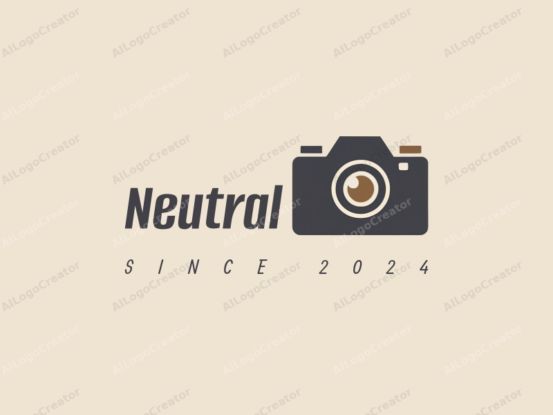 a minimalist design featuring a stylized camera and a photo, combined with a clean background and a modern design approach.