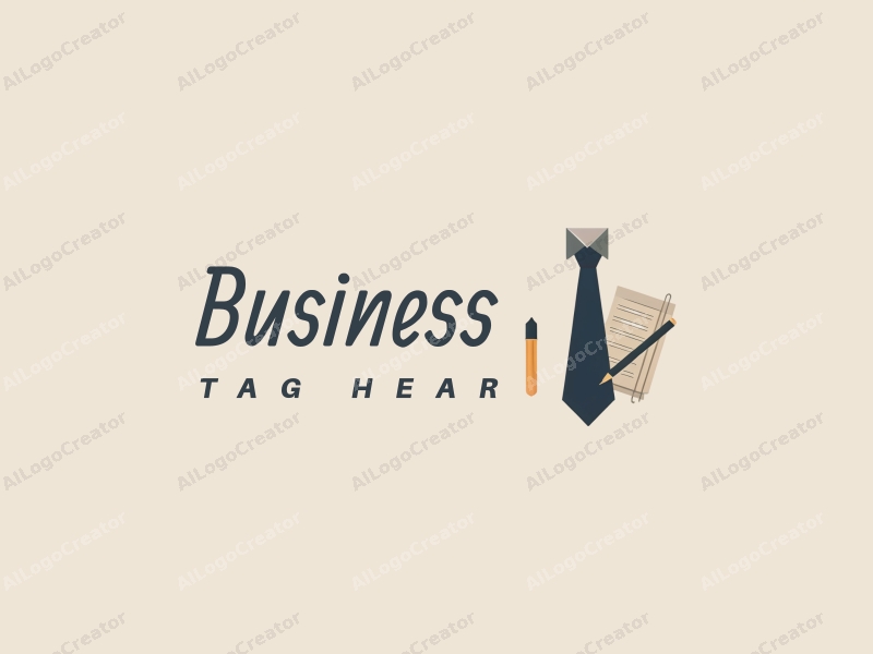 a minimalist design featuring a stylized tie and notebook, combined with a clean background and a modern aesthetic, emphasizing simplicity and harmony.