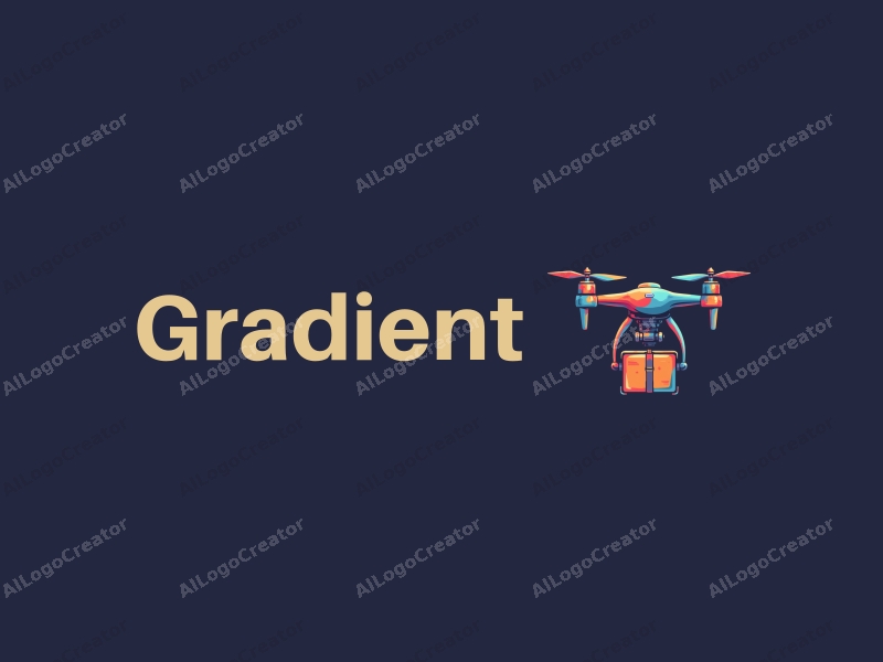 a modern design featuring a stylized drone carrying cargo, with a vibrant multicolor gradient and smooth transitions, set against a clean background.