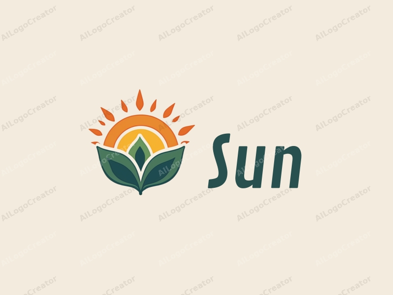 playful design features a stylized sun with rays, vibrant sunshine filtering through playful leaves, combined with a clean background.