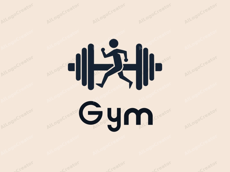 modern design features a stylized dumbbell and a dynamic runner silhouette, combined with a clean background and a harmonious layout.