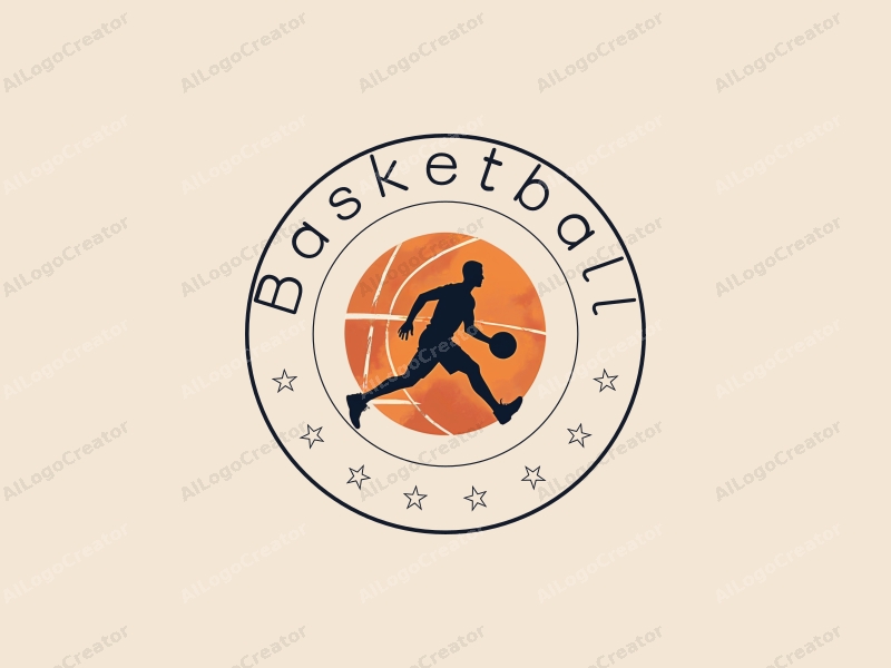 playful design features a dynamic basketball and an energetic athlete silhouette, combined with a clean background.