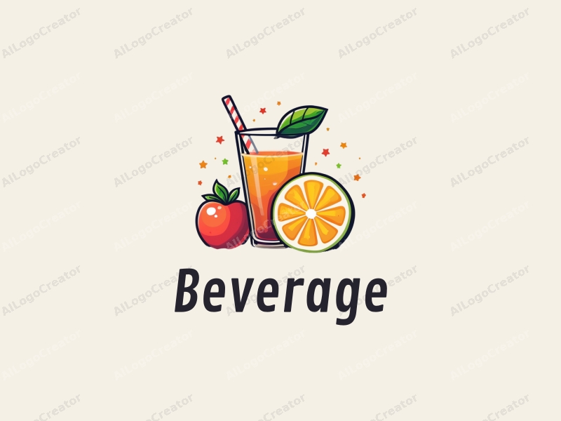 a modern design featuring vibrant juice and sparkling water elements, incorporating a playful and colorful approach combined with a clean background.