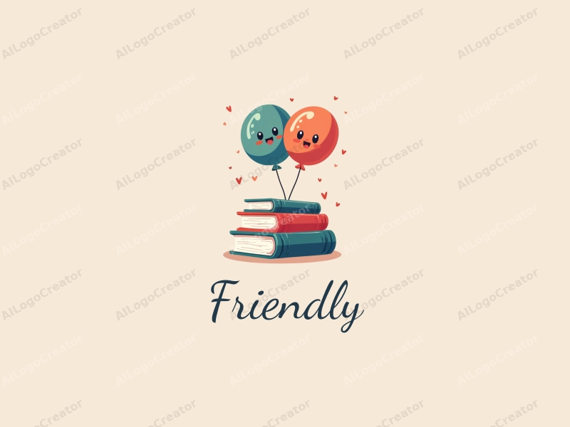 playful design features friendly books and balloons, combined with a clean background and a whimsical approach.