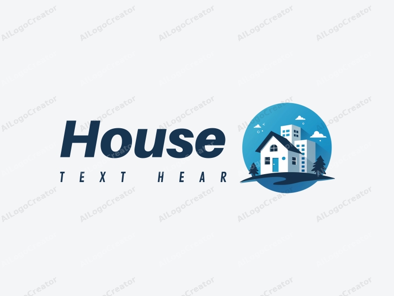 modern design features a stylized house and building, incorporating smart technology elements and a visitor silhouette, combined with a clean blue background.