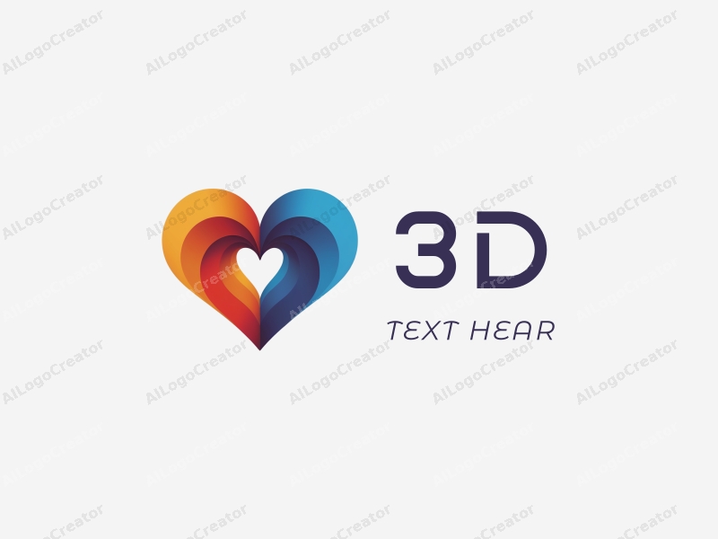 a modern and colorful design featuring a 3D dynamic heart shape, incorporating minimalist elements and a clean background.