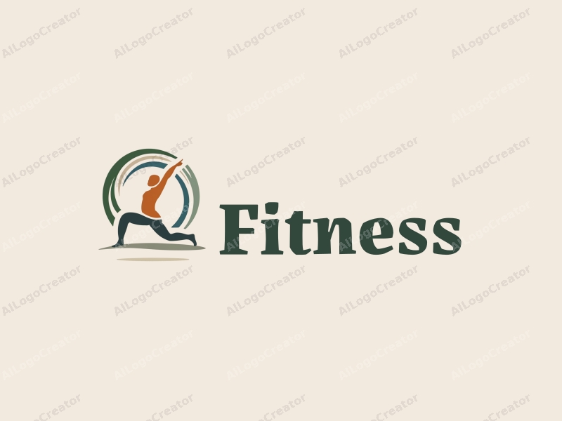 modern design features dynamic fitness elements, a stylized yoga pose, and a running silhouette combined with a clean background.