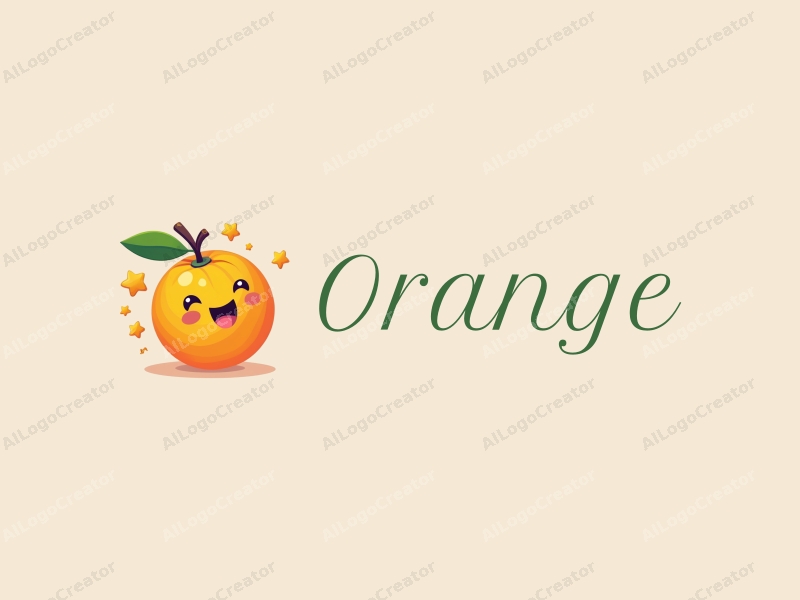 playful design features a vibrant orange, a stylized juice splash, and a smiling face, combined with a clean background.