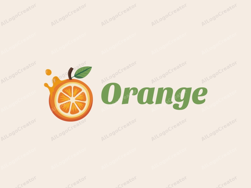 playful design features a stylized orange, a splash of juice, and a water droplet, combined with a clean background.