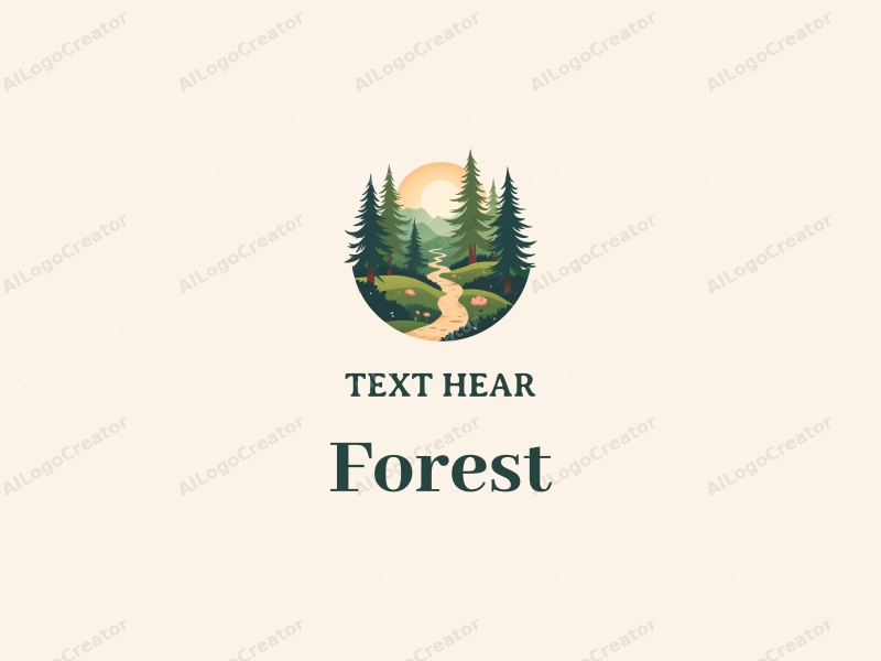 vintage design features a lush forest with stylized trees, a winding pathway, and elements representing natural habitats, combined with a clean background.