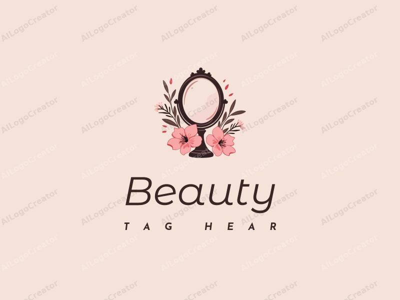 modern design features a stylized makeup mirror, delicate flower petals, and beauty elements combined with a clean background.