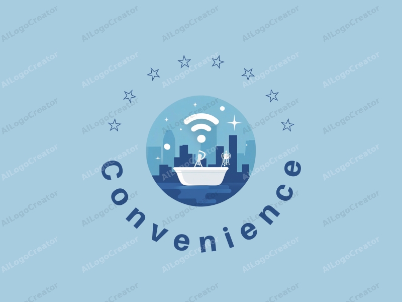 a modern design featuring elements of convenience and practicality, symbolizing communication and growth, with a clean blue background and a harmonious composition.