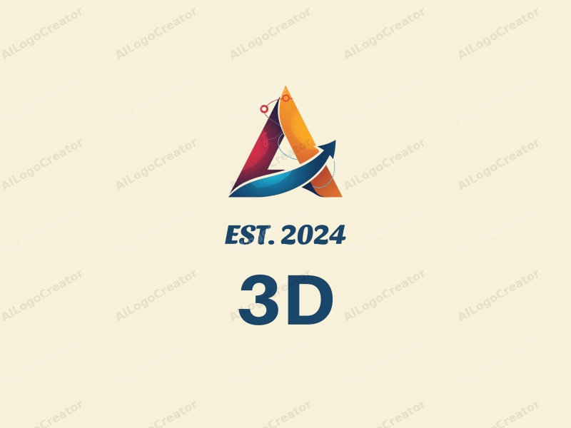 a modern design featuring a colorful 3D sailing ship intertwined with the letter A, dynamic composition with clean lines and a vibrant background.