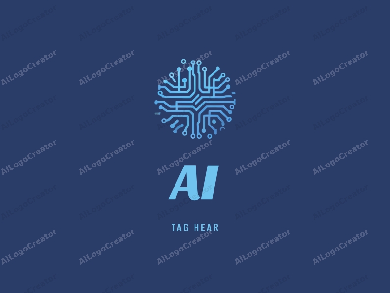 a modern design featuring elements of intelligence and algorithms intertwined with circuit patterns and data streams, combined with a clean blue background.