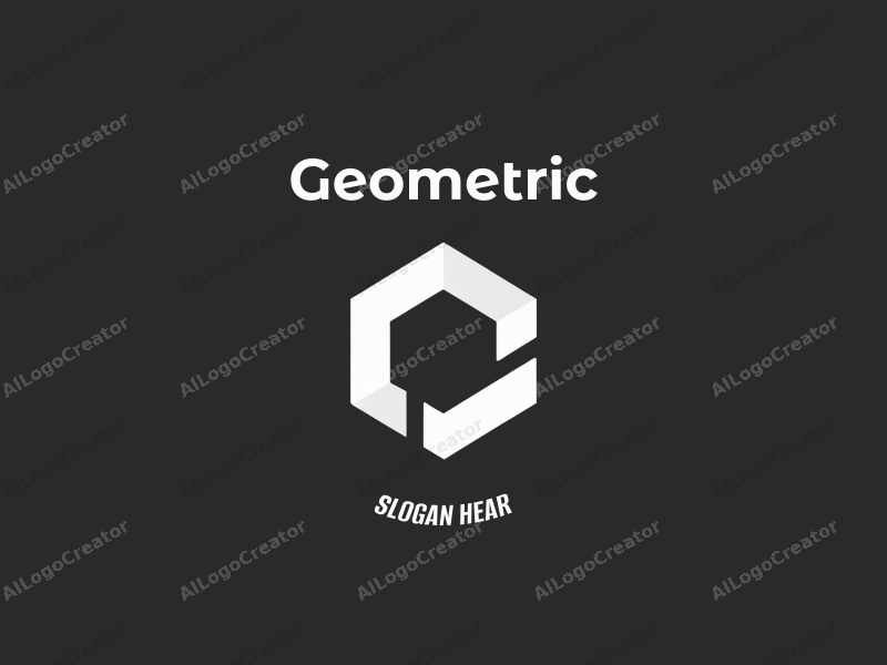 geometric design features a combination of squares and circles, a stylized cube and ring, with a clean and minimalistic approach combined with a harmonious black and white background.