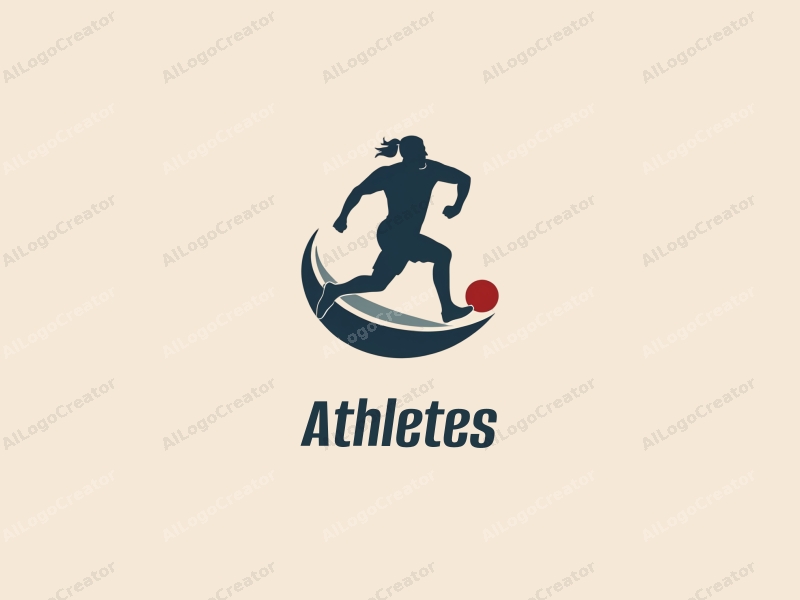 modern design features a dynamic athlete in motion, a stylized representation of a player on a sports field, combined with a clean background and a focus on simplicity and abstraction.