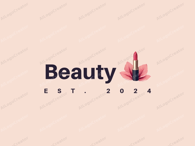 a modern design featuring elegant lipstick and delicate petals, combined with a clean background and a focus on beauty and makeup elements.