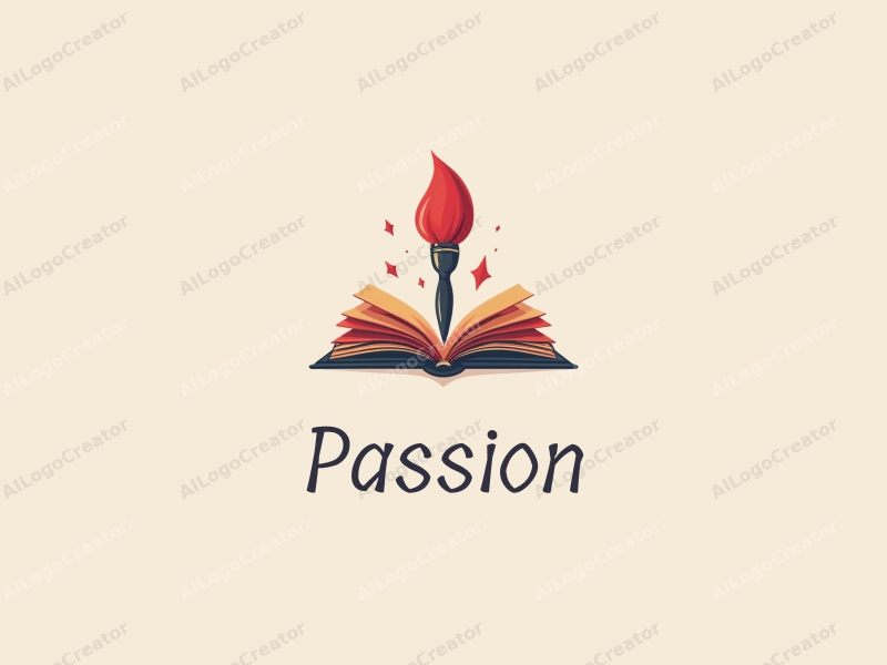 playful design features a vibrant red paintbrush and an open book, symbolizing passion and enthusiasm for art and education, combined with a clean background.