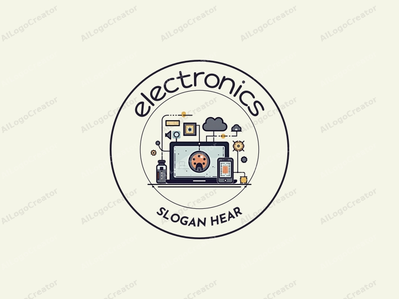 modern design features sleek electronic devices and a stylized computer silhouette, integrated with circuit and chip elements, combined with a clean background.