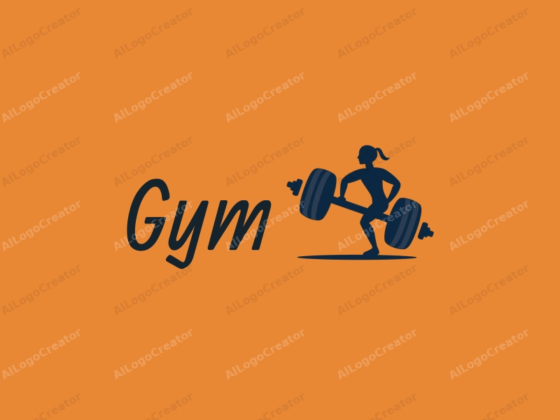 modern design features a stylized dumbbell and a dynamic runner silhouette, combined with a clean background and a harmonious layout.