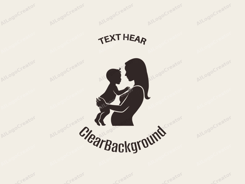 minimalist design features a stylized silhouette of a mother holding a baby, combined with a clear and transparent background for a clean and harmonious look.