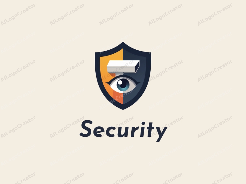 modern design features a stylized shield and eye, combined with a protective shield and surveillance camera, set against a clean background.