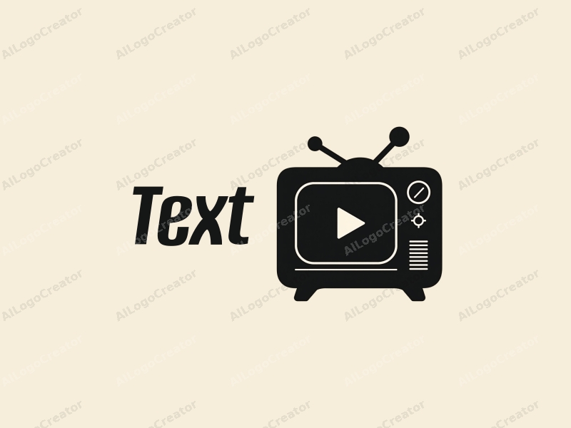 modern design features bold typography, a stylized television icon, and a play button, combined with a clean black background.