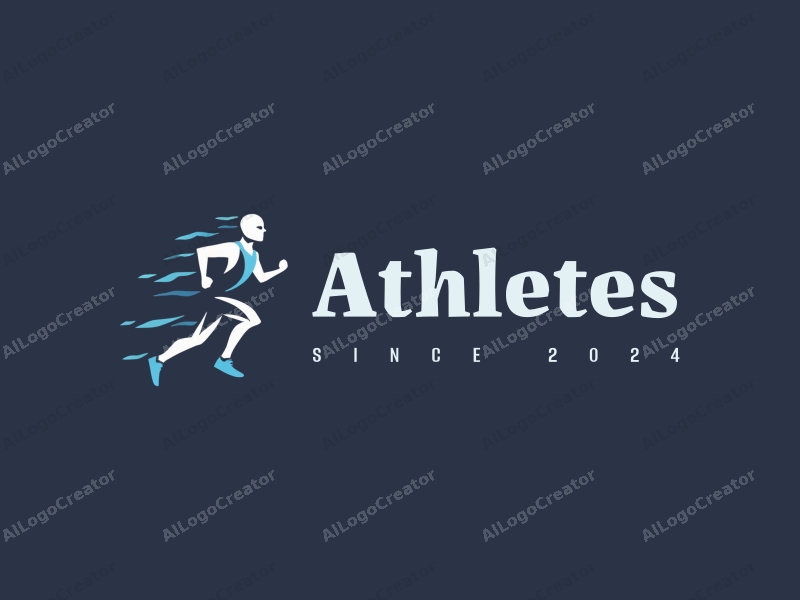 modern design features a dynamic silhouette of an athlete in motion, representing running and competition, combined with a clean background and a harmonious composition.