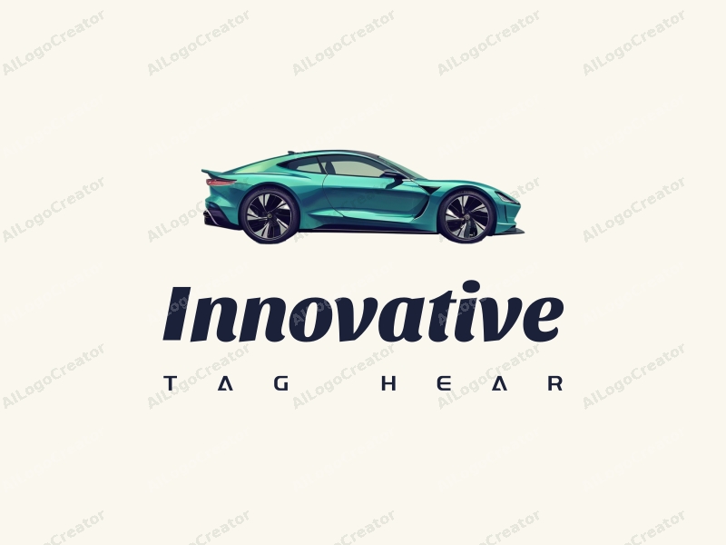 modern design features innovative car parts, a futuristic car silhouette, and a clean background combined with a harmonious blend of blue and green colors.