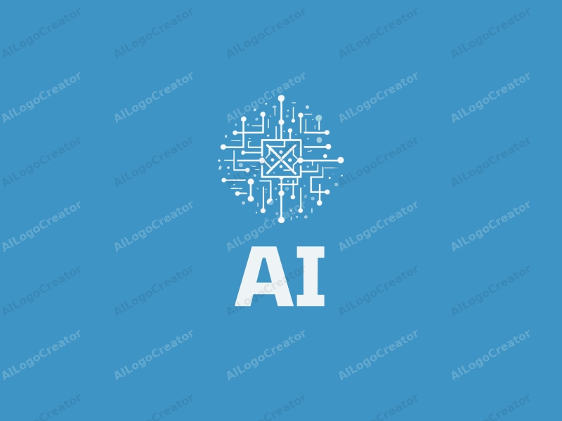 a modern design featuring abstract representations of intelligence and algorithms, stylized chip and network motifs, combined with a clean blue background.