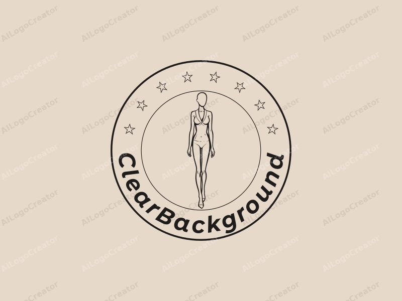 minimalist design features a stylized mannequin wearing elegant clothing, emphasizing beauty and simplicity, combined with a clean and transparent background.