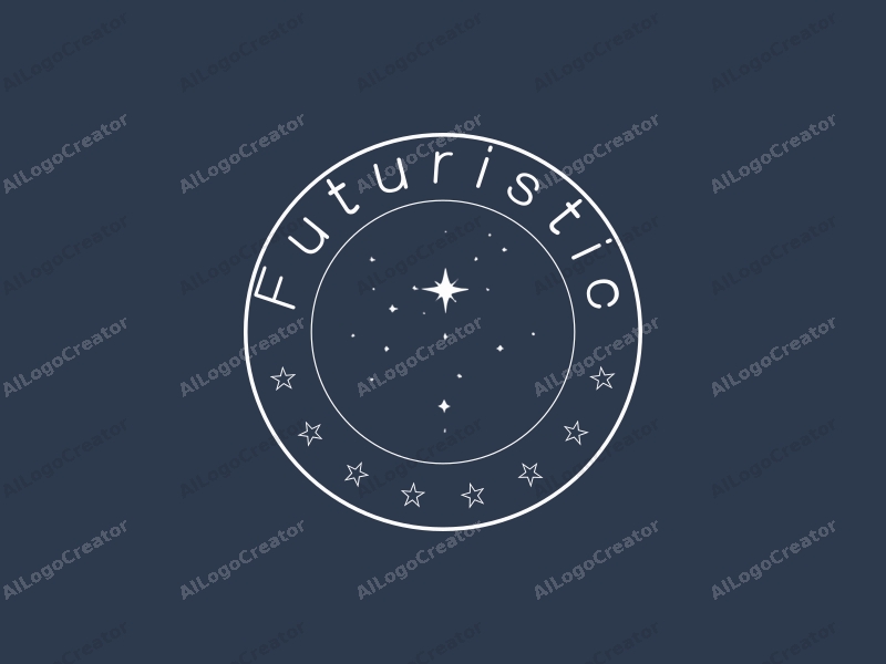 a modern minimalist design featuring a starry sky and matrix patterns, incorporating elements of future and innovation with a clean background in silver and blue colors.